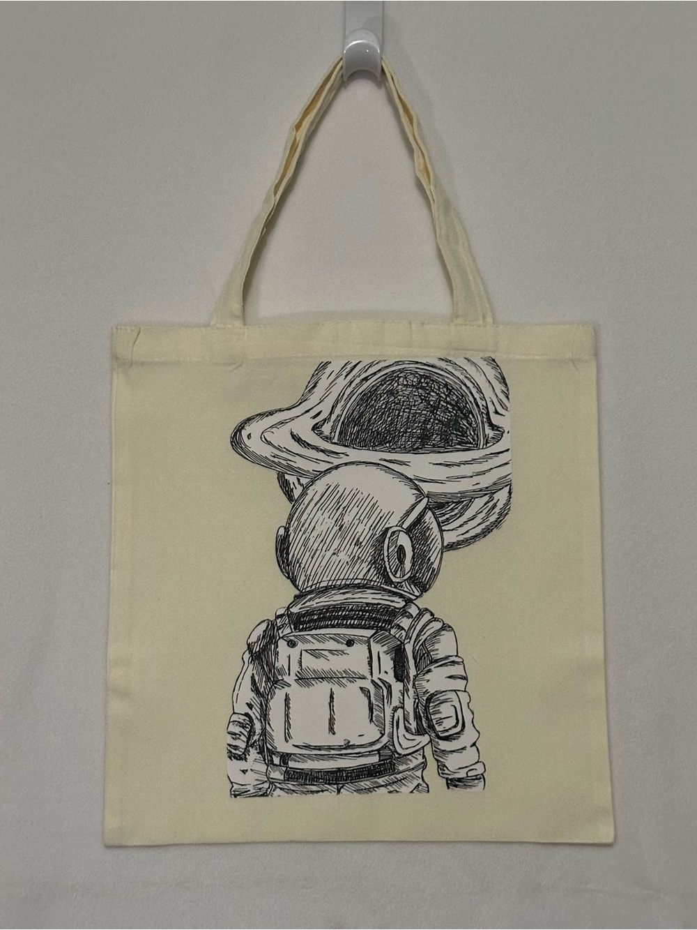 Astronaut Tote Bag in Cream Color Size 15” x 15”